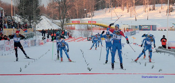 Финиш мужского дуатлона на этапе Кубка мира по лыжным гонка в Рыбинске.